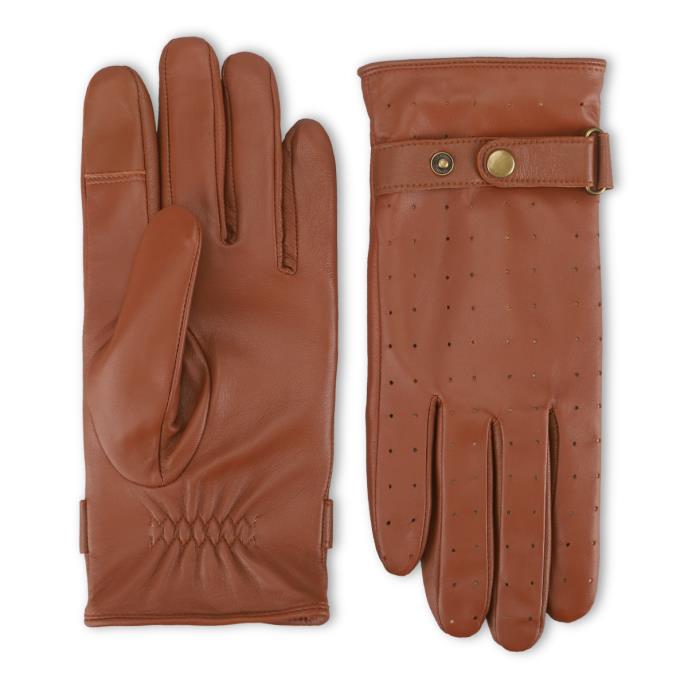 Isotoner Mens® Perforated Leather Driving Glove Tan Extra Image 2